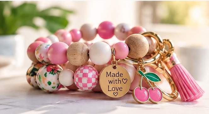 One-of-a-kind
wristlets with heart.