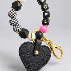 Beaded wristlet — pink & gold